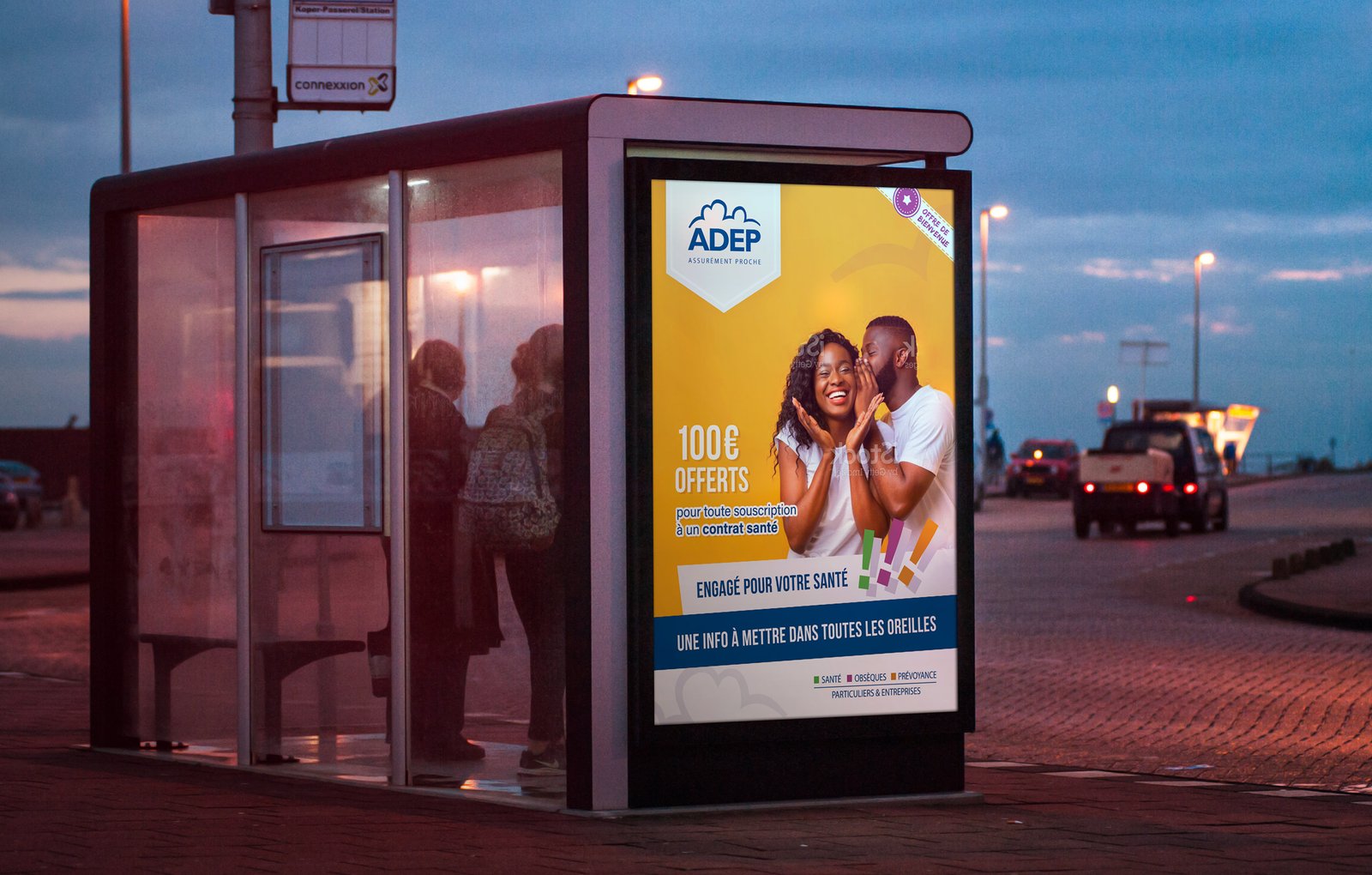 Affiche dans un emplacement rétroéclairé