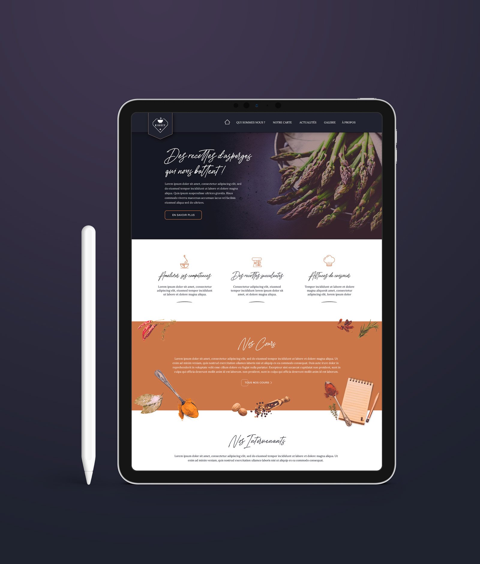 Template de homepage sur tablette
