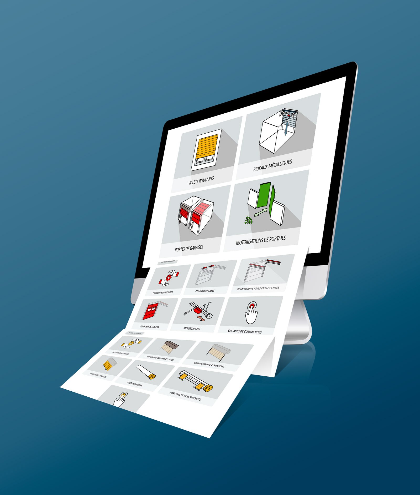 Ecrans desktop présentant les différents pictos
