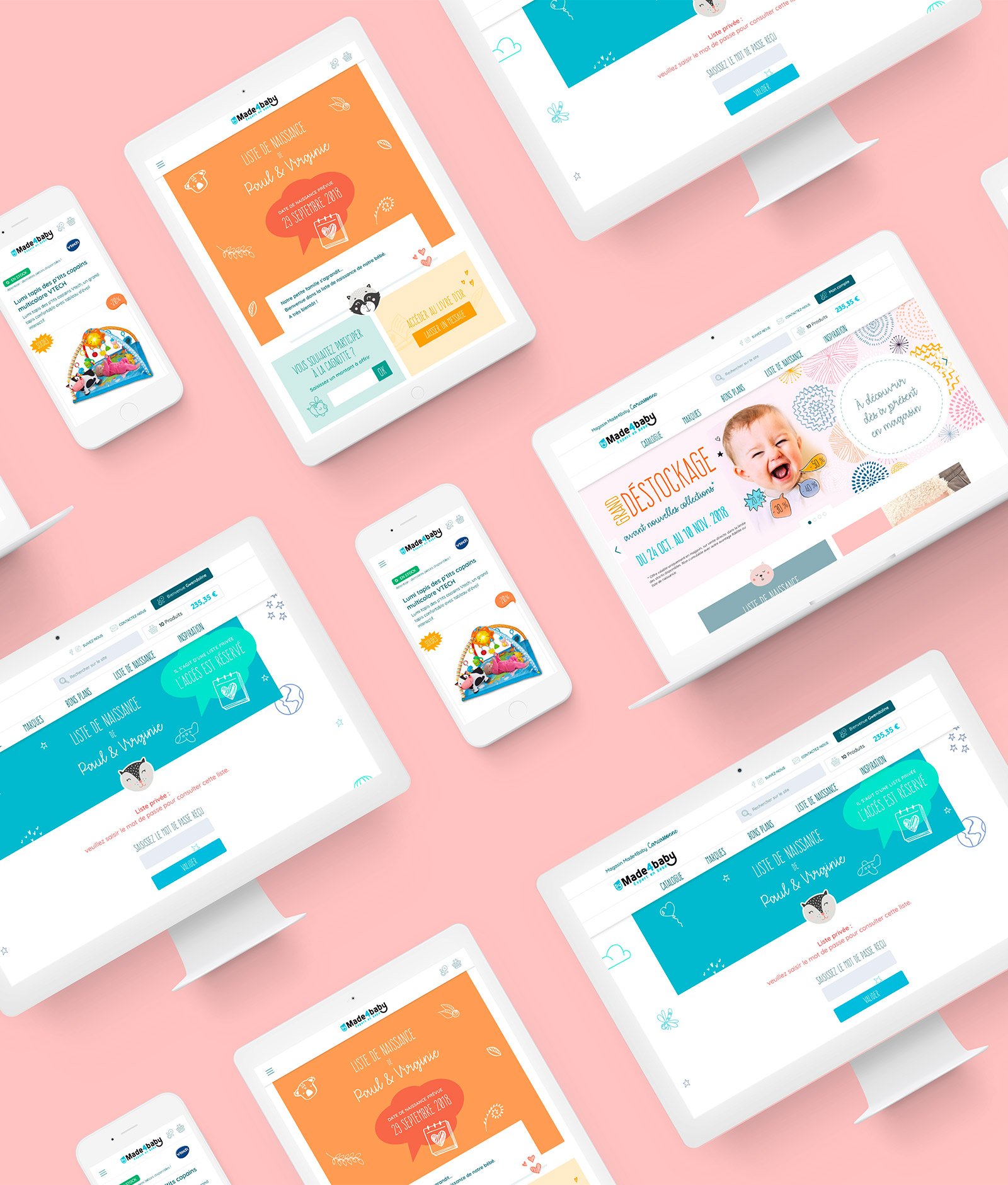 Ensemble d&rsquo;écrans présentant des pages du site