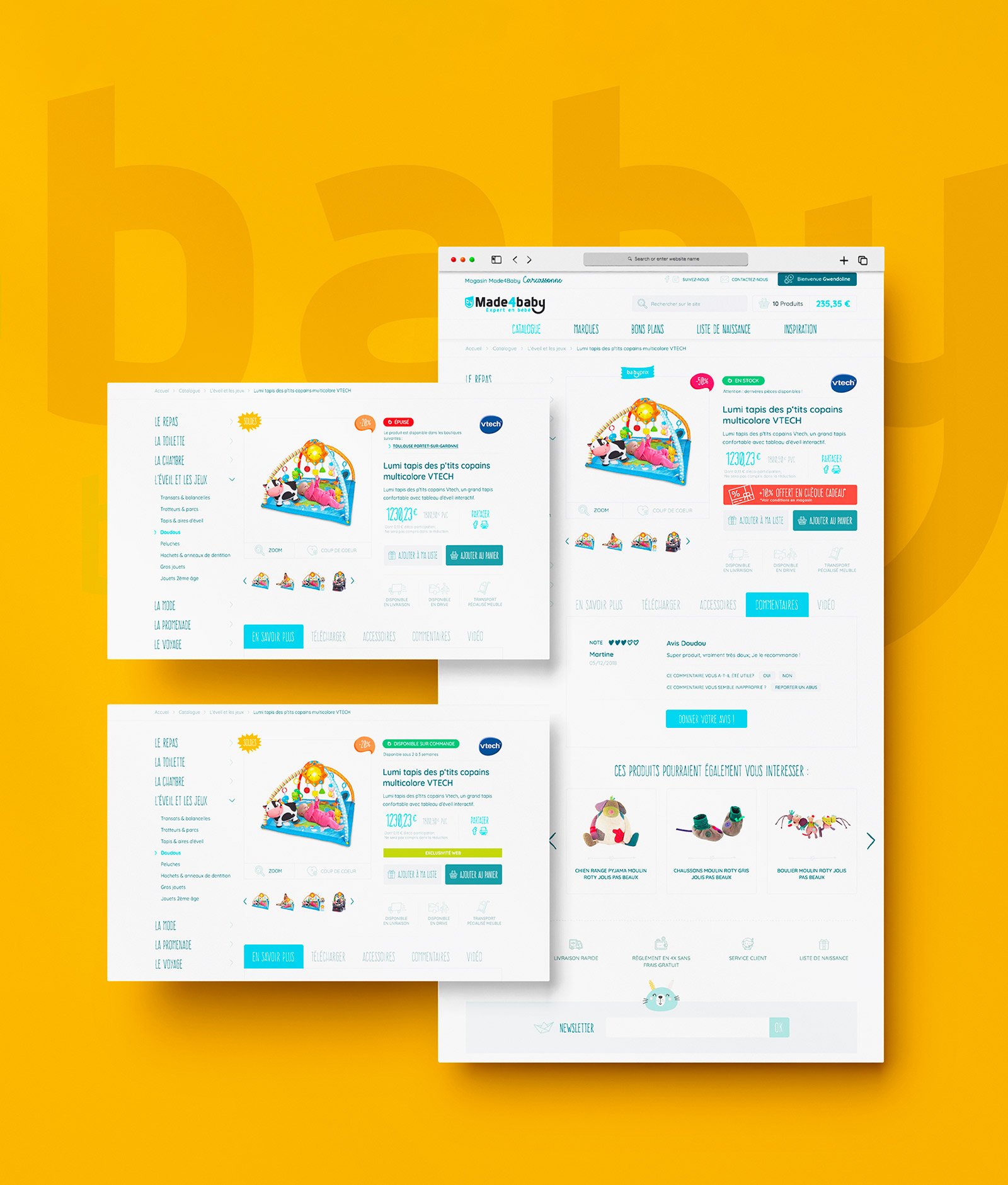 Divers étapes d&rsquo;une page produit