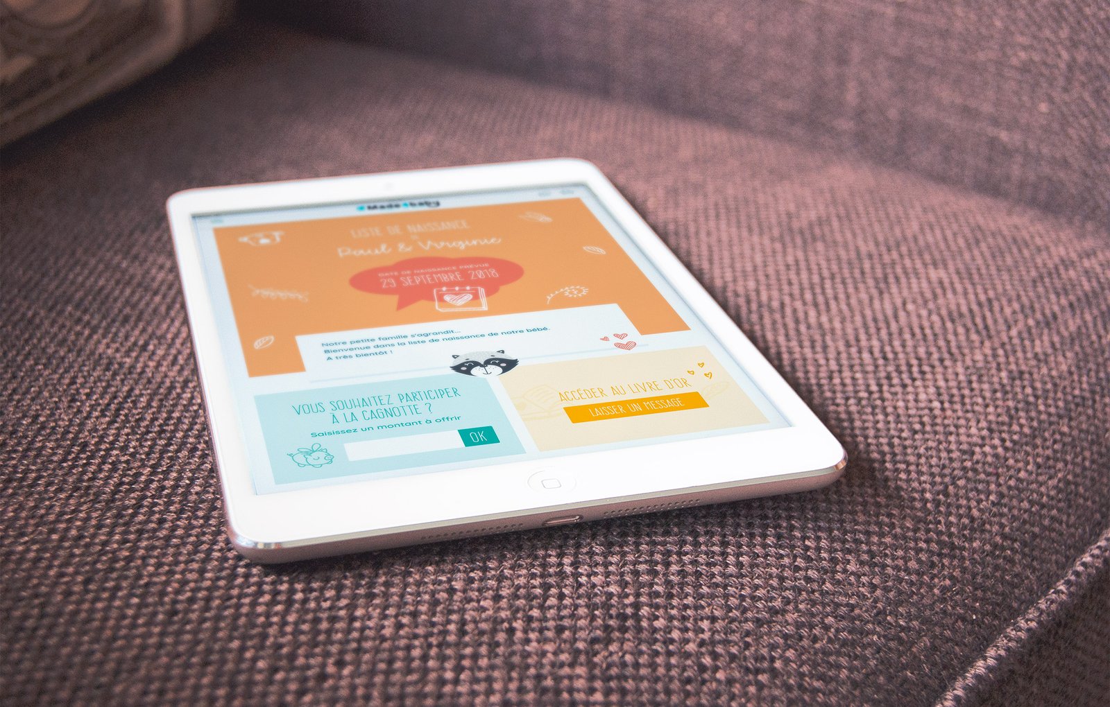 Ecran de présentation d&rsquo;une liste de naissance